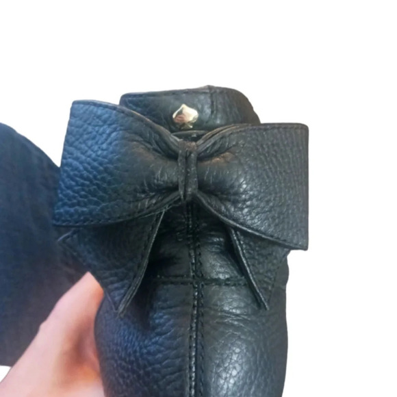 Kate Spade Black Leather Booties with Bows size 7.5 - Picture 10 of 11
